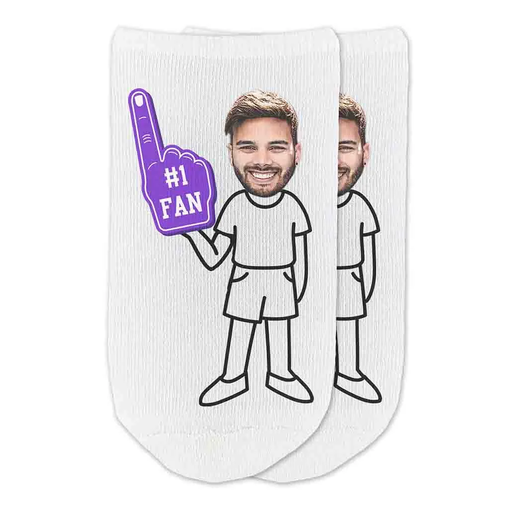 #1 Fan Photo No Show Socks Personalized For Men