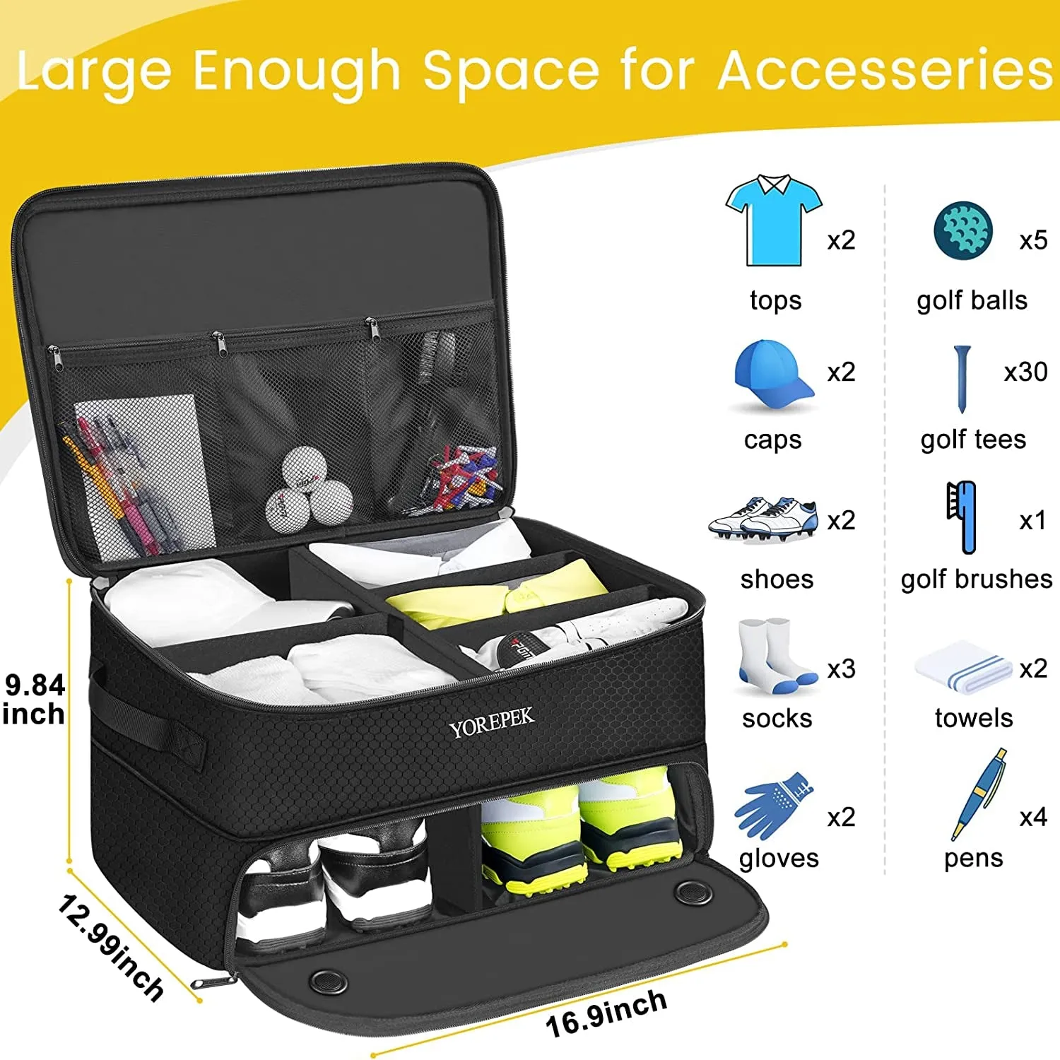 2 Layer Golf Trunk Organizer - Huge Golf Organizer