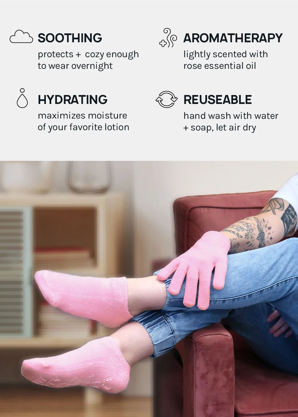 A  Gel Lined Moisturizing Spa Sock