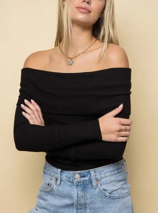 Amy Rib Off The Shoulder Sweater