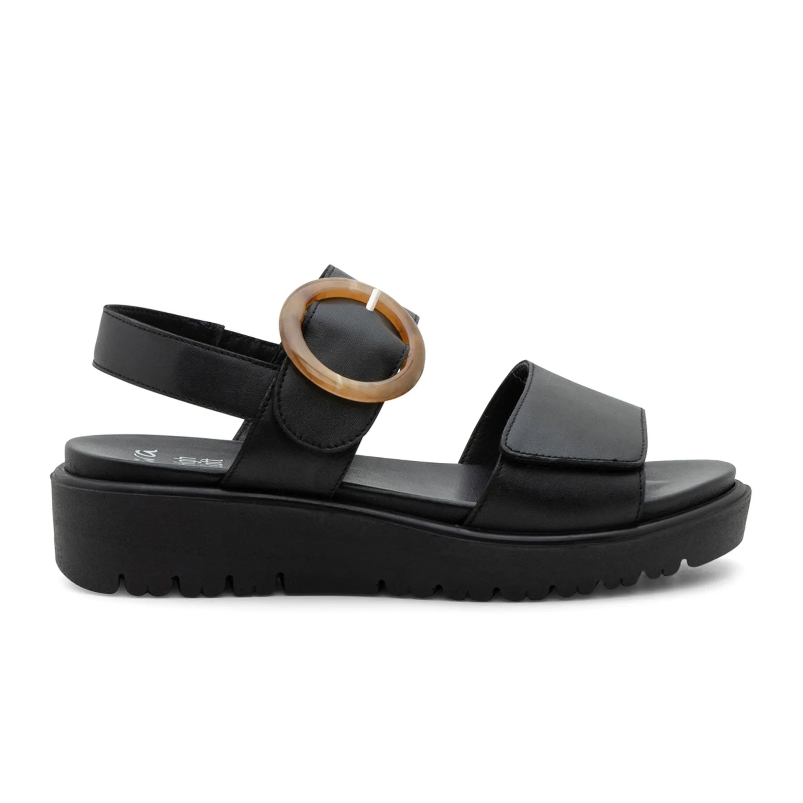 Ara Bayview Wedge Sandal (Women) - Black Nappa Leather