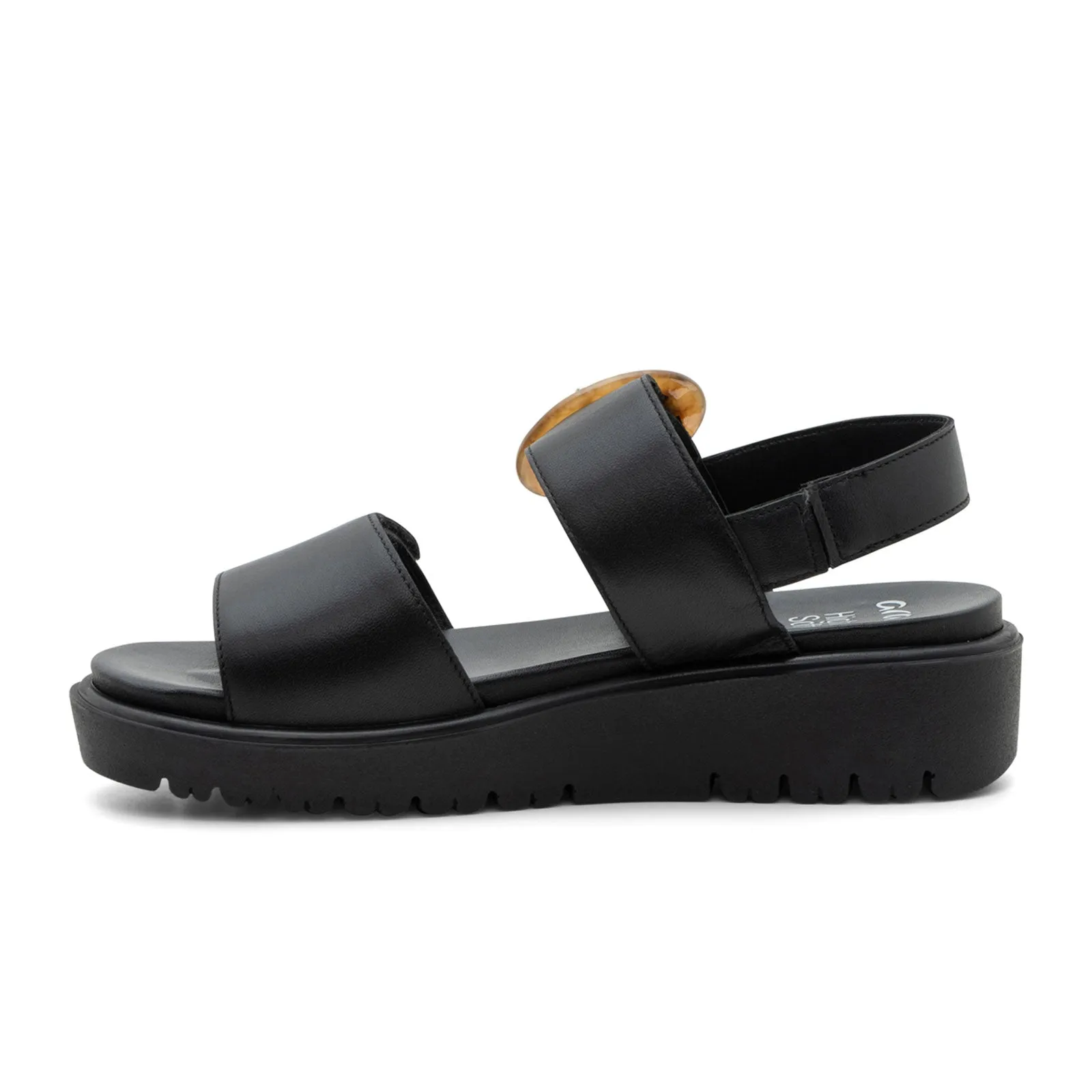 Ara Bayview Wedge Sandal (Women) - Black Nappa Leather