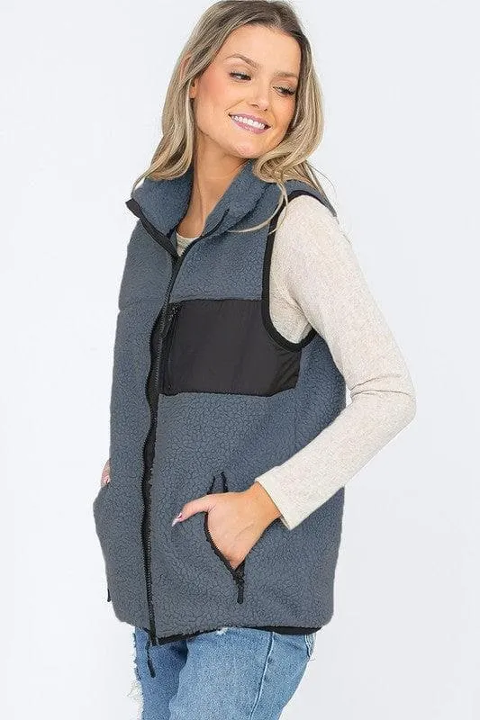 Aria Sherpa Fleece Vest Top Jacket