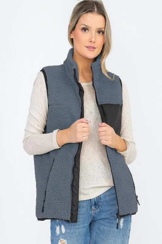 Aria Sherpa Fleece Vest Top Jacket