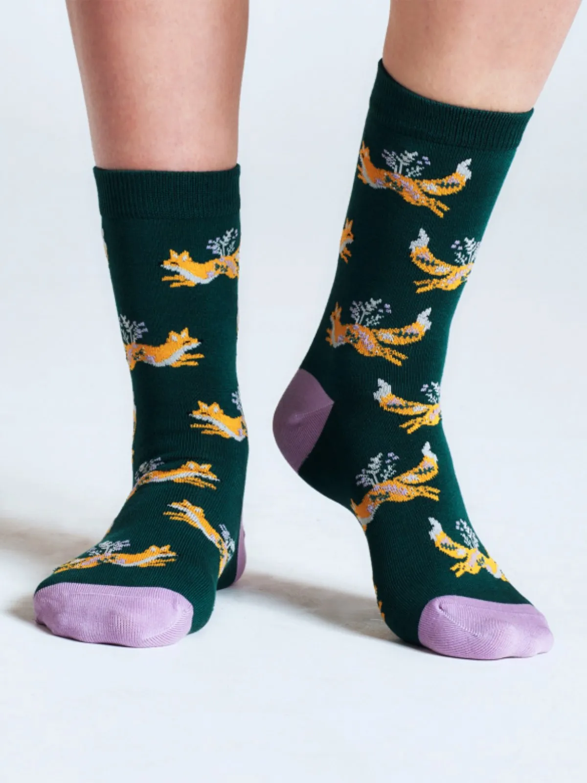 Bess Fox Bamboo Socks - Dark Green