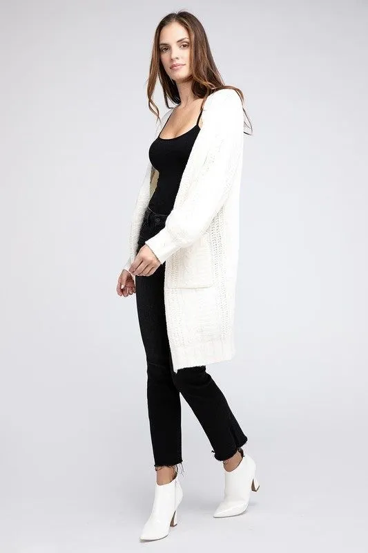 BiBi Twist Knitted Open Front Cardigan With Pockets