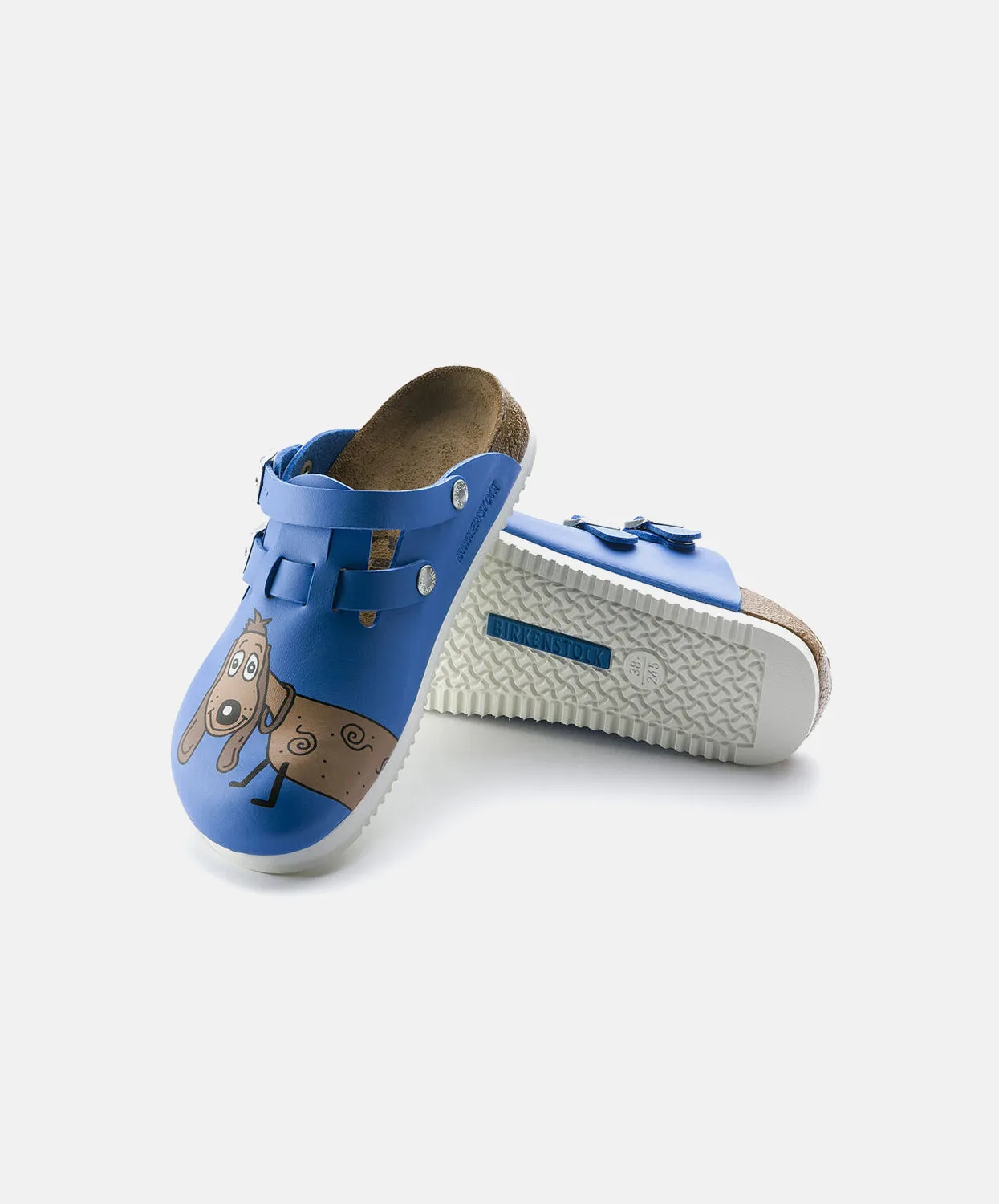 Birkenstock Birkis Kay Supergrip Clogs in Blue Dog Print - Durable Birko-Flor Footwear for Comfort and Style