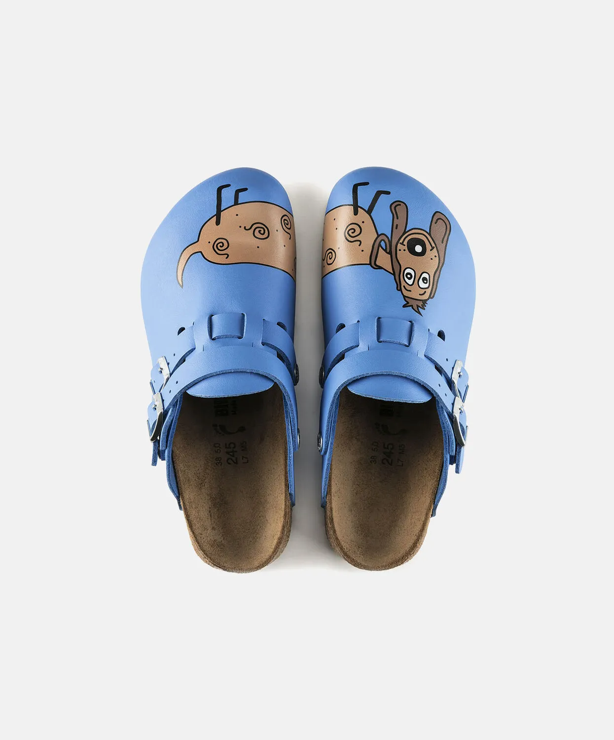 Birkenstock Birkis Kay Supergrip Clogs in Blue Dog Print - Durable Birko-Flor Footwear for Comfort and Style