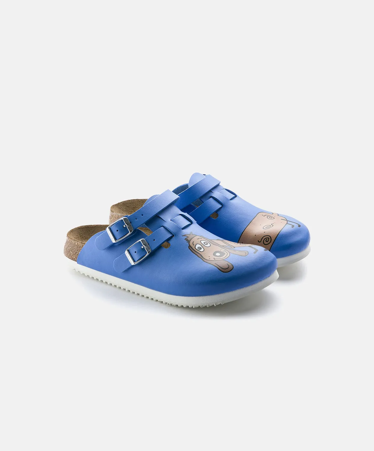 Birkenstock Birkis Kay Supergrip Clogs in Blue Dog Print - Durable Birko-Flor Footwear for Comfort and Style