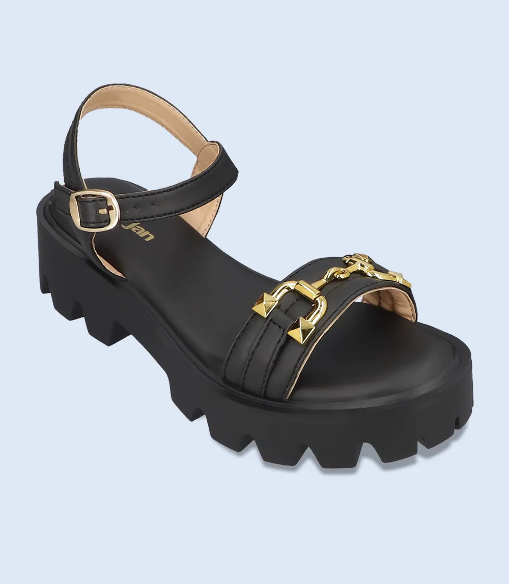 BW9224-BLACK-Women Platform Sandal