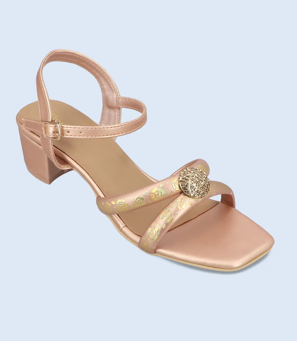 BW9499-PEACH/GOLD-Women Sandal Heel