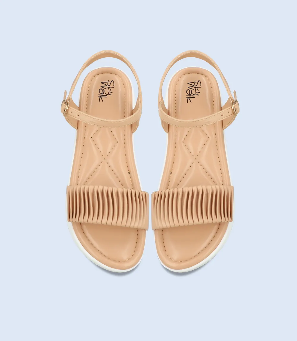 BW9629-BEIGE-Women Comfort Sandal