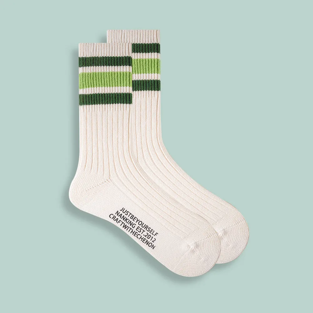 Combed Cotton Retro Three-Bar Sports Socks