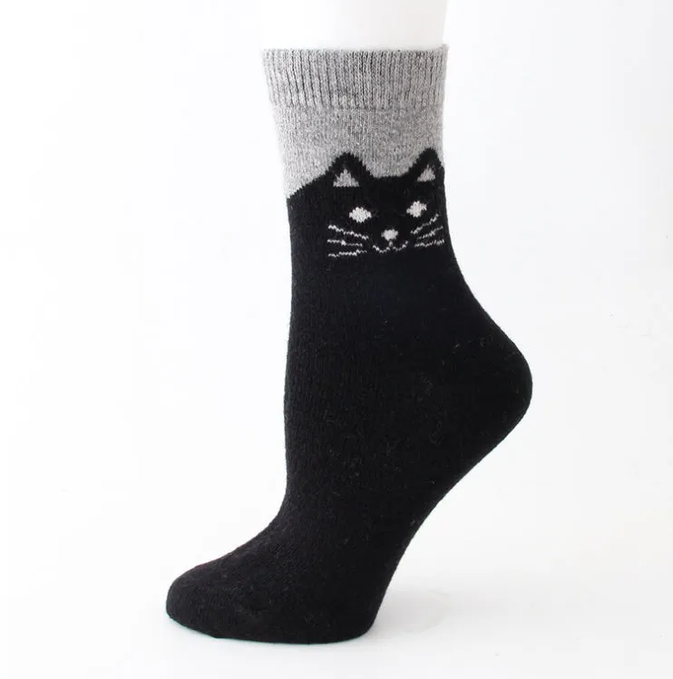 Cozy and Warm | Wool Socks | Black Cat