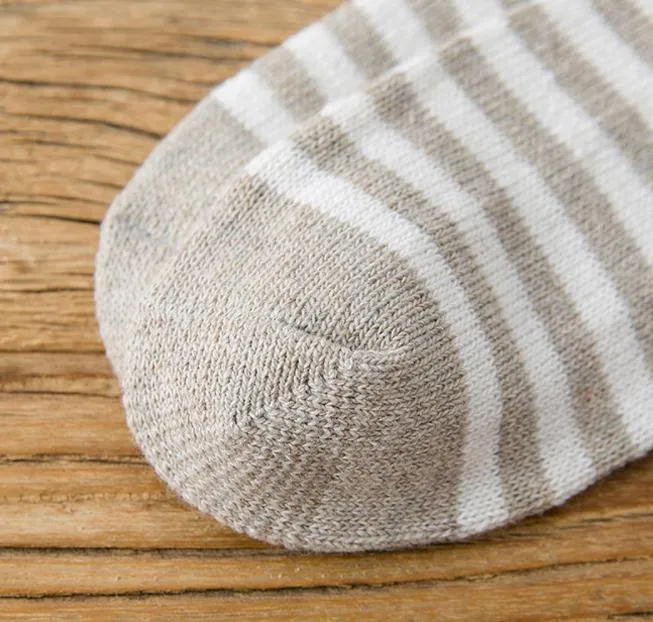 Crew Socks | Cotton | Beige Stripes