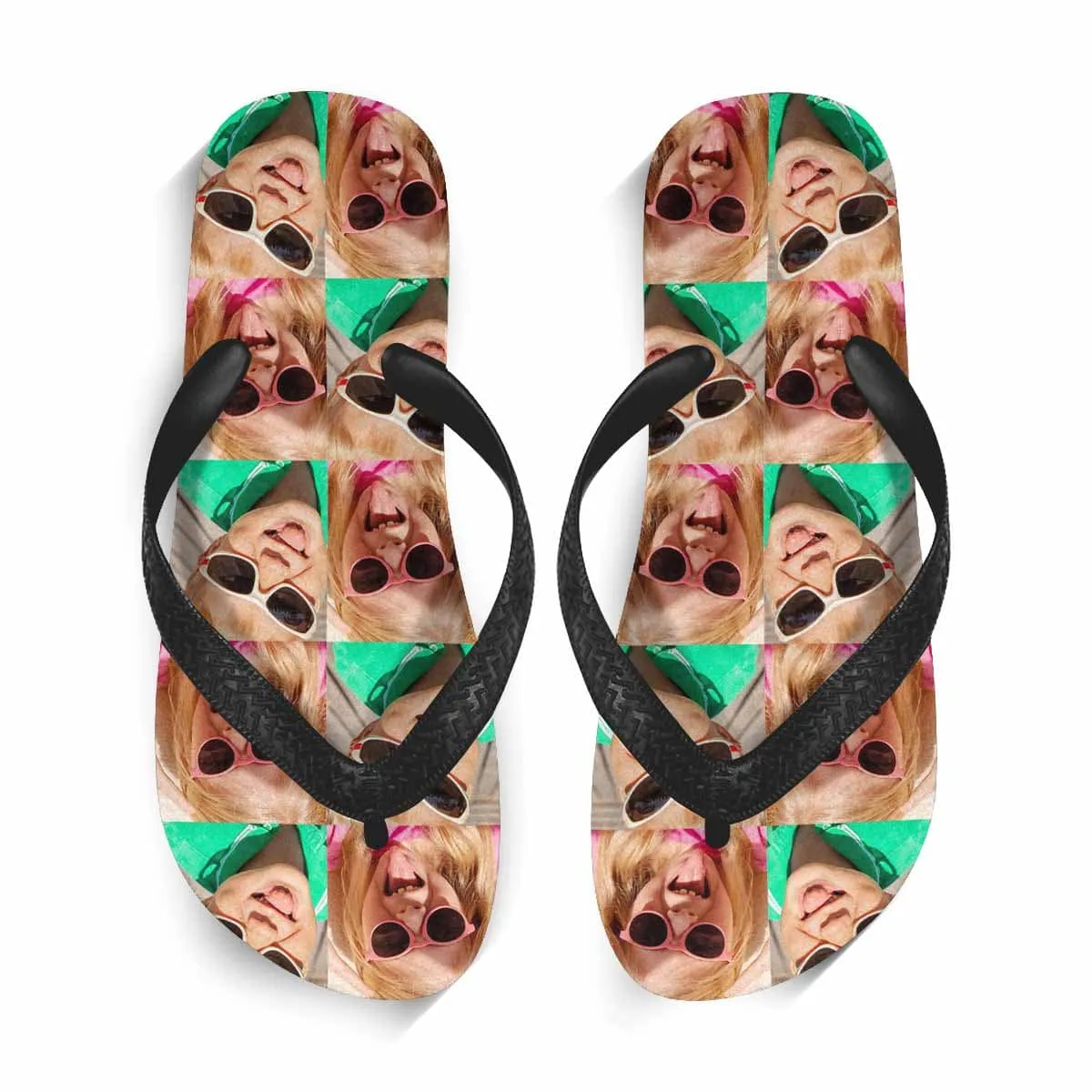 Custom Two Photos Interesting Personlized Flip Flops For Both Man And Woman Funny Gift