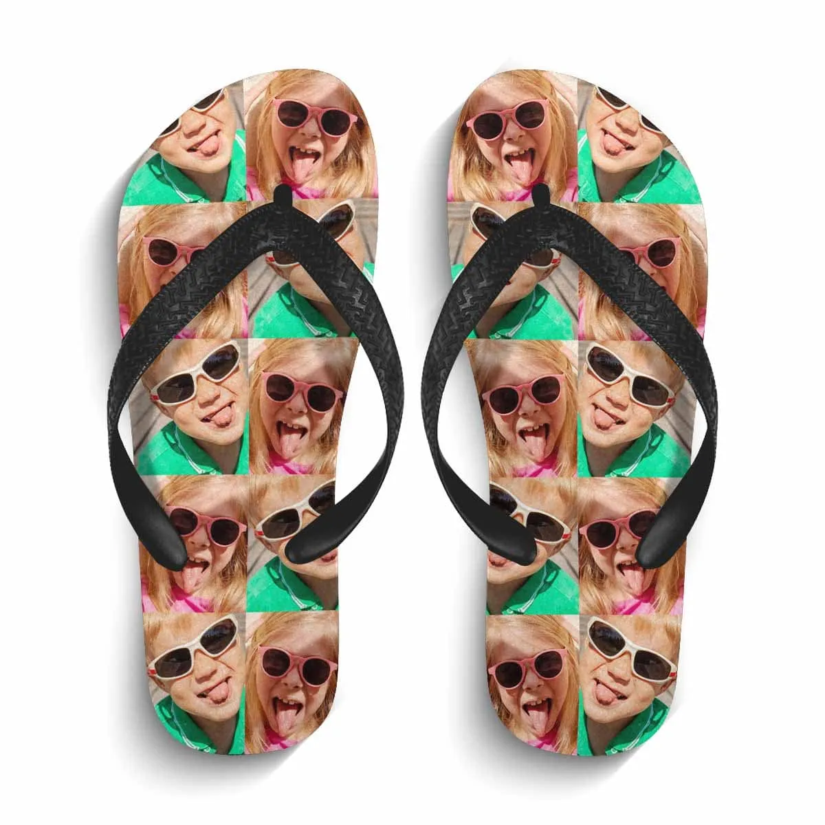 Custom Two Photos Interesting Personlized Flip Flops For Both Man And Woman Funny Gift