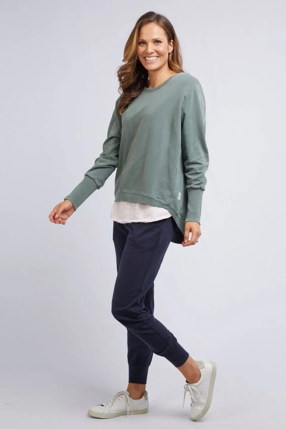 Divine Khaki Rib Cuff Fleece Crew