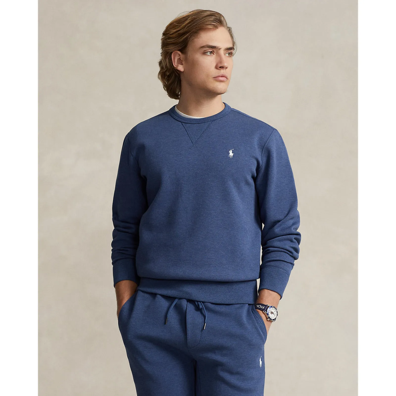 Double-Knit Crew Neck Sweatshirt - Blue Heather