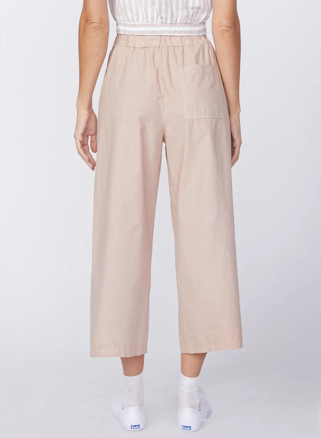 Fine Poplin Cropped Pant in Almond