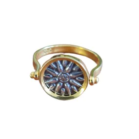 Greek Vergina Star Sun flip ring