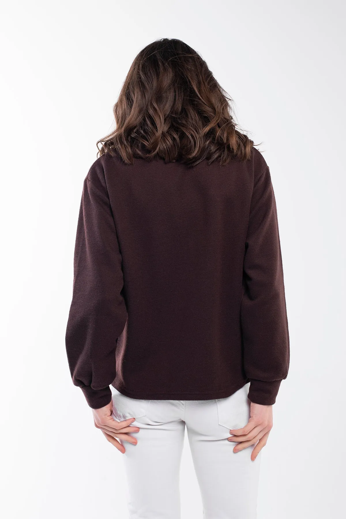 High Neck Buttoned Sweater Side Buttons