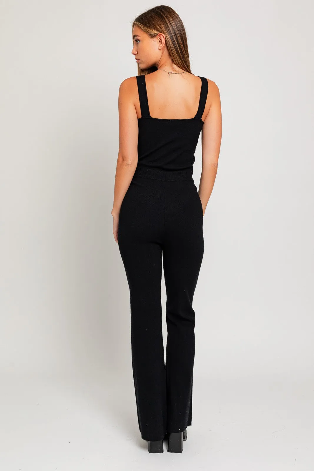 Just Makes Sense Sleeveless Black Sweater Jumpsuit