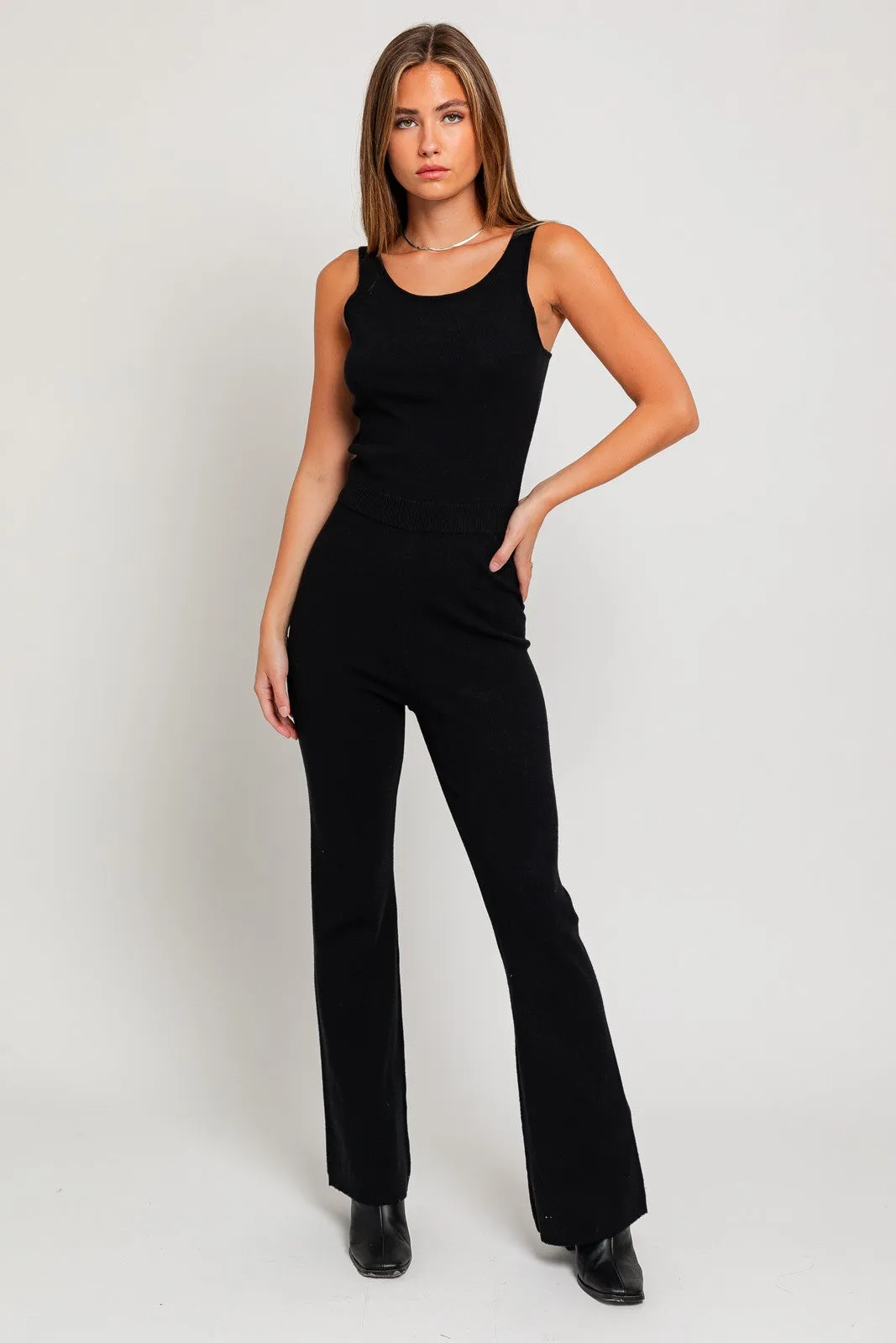 Just Makes Sense Sleeveless Black Sweater Jumpsuit