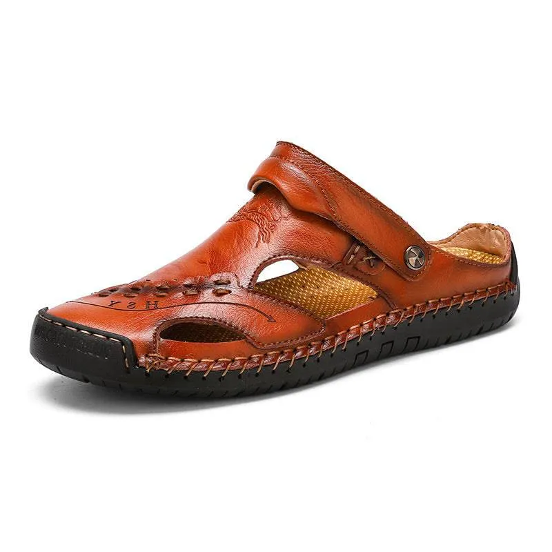 Libiyi Men's Casual Breathable Handmade Leather Sandals