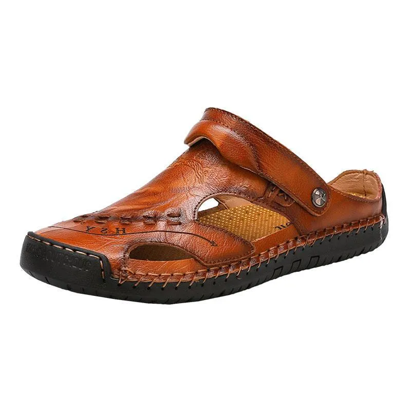 Libiyi Men's Casual Breathable Handmade Leather Sandals