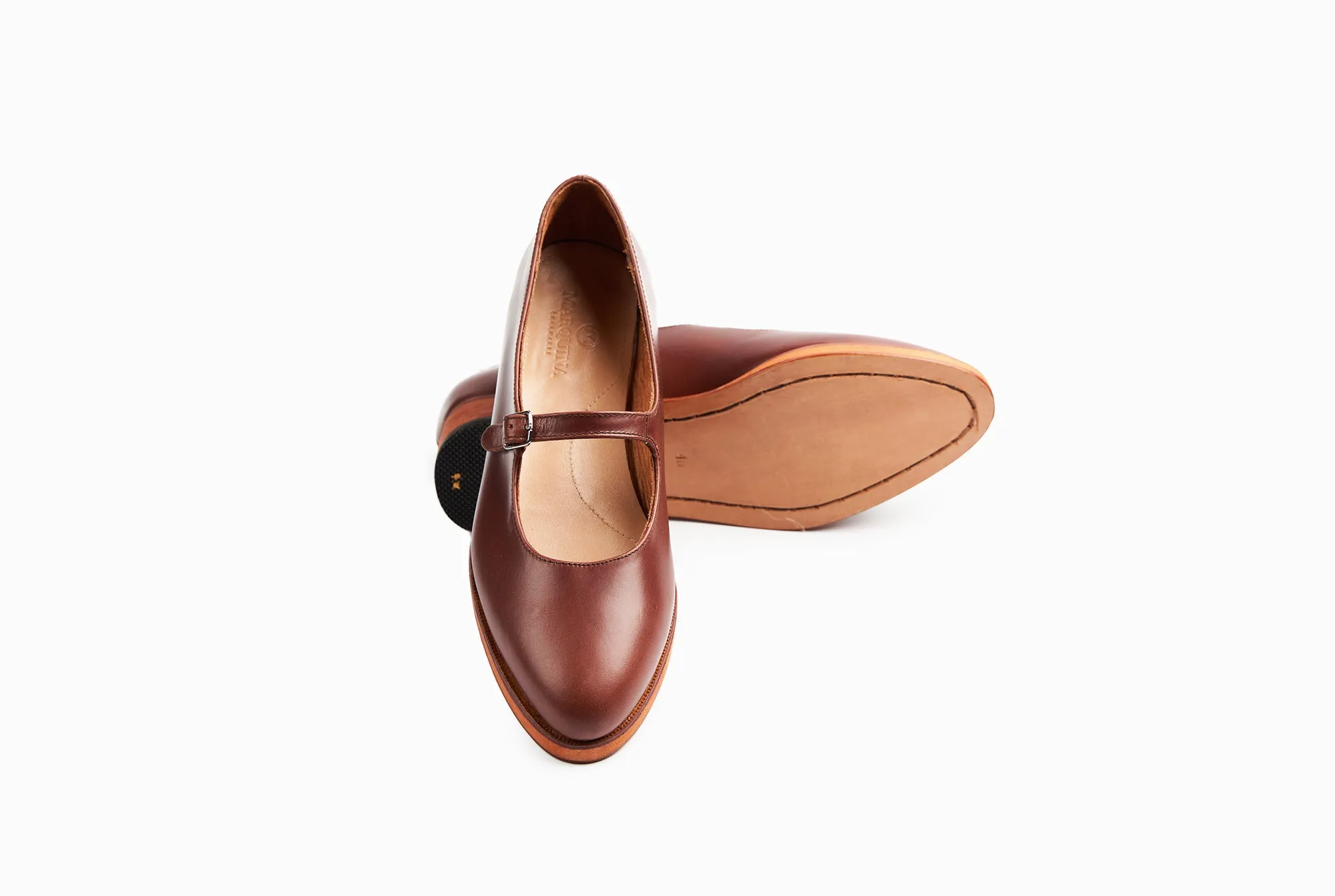 Stylish Chestnut Brown Mary Jane Flats for Women - Comfortable and Chic Footwear