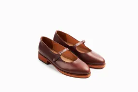 Stylish Chestnut Brown Mary Jane Flats for Women - Comfortable and Chic Footwear