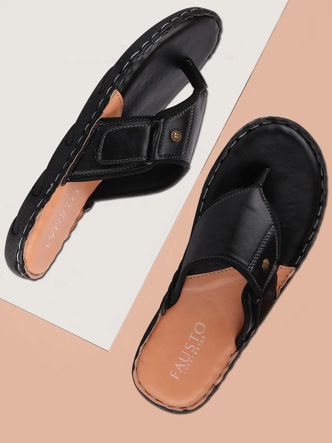 Men Black Casual Slip-On Slippers