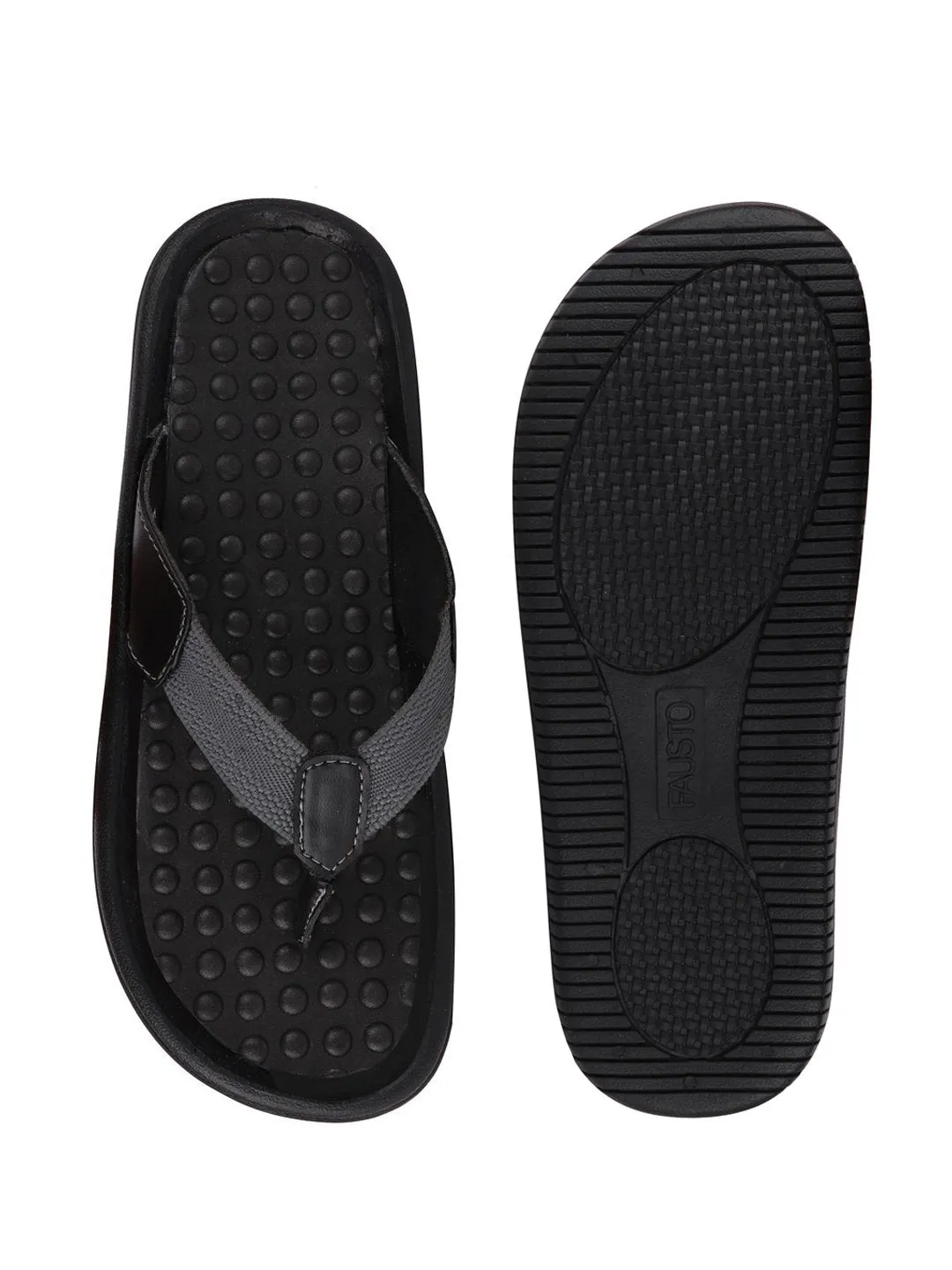 Men Black/Grey Casual Slip-On Slippers