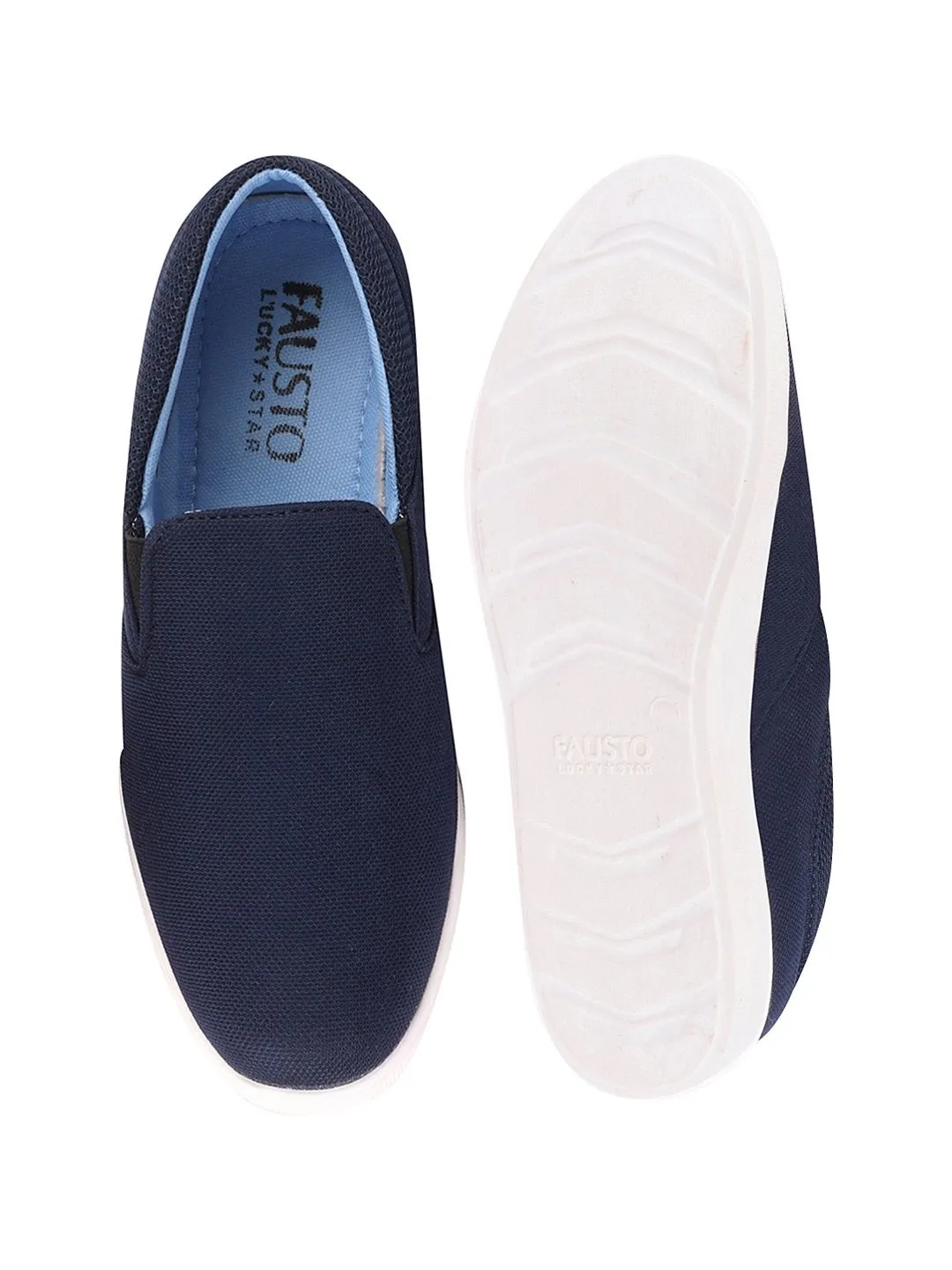 Men Blue Casual Canvas Slip-On Shoes