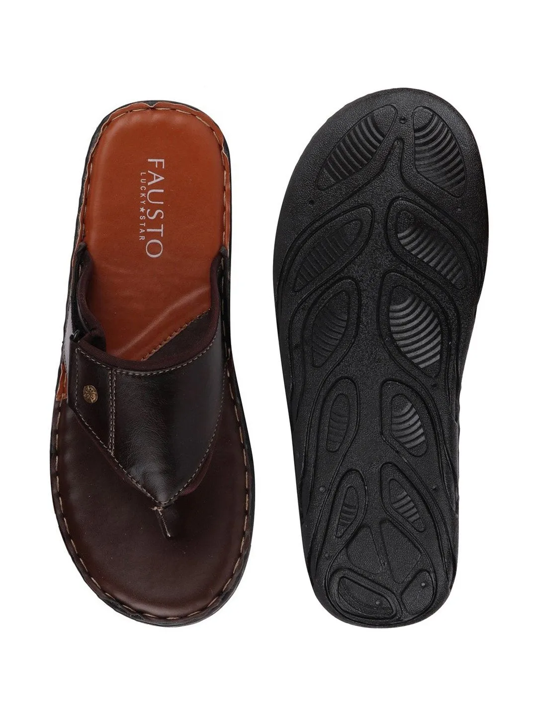 Men Brown Casual Slip-On Slippers