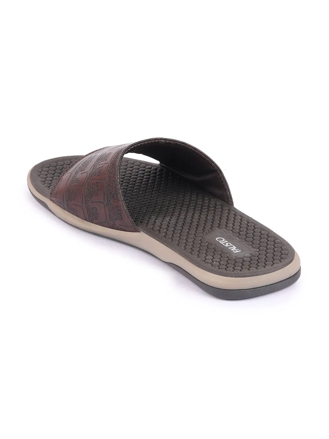 Men Brown Open Toe Ultra Light Flexible Slip-On Slippers Flip-Flops