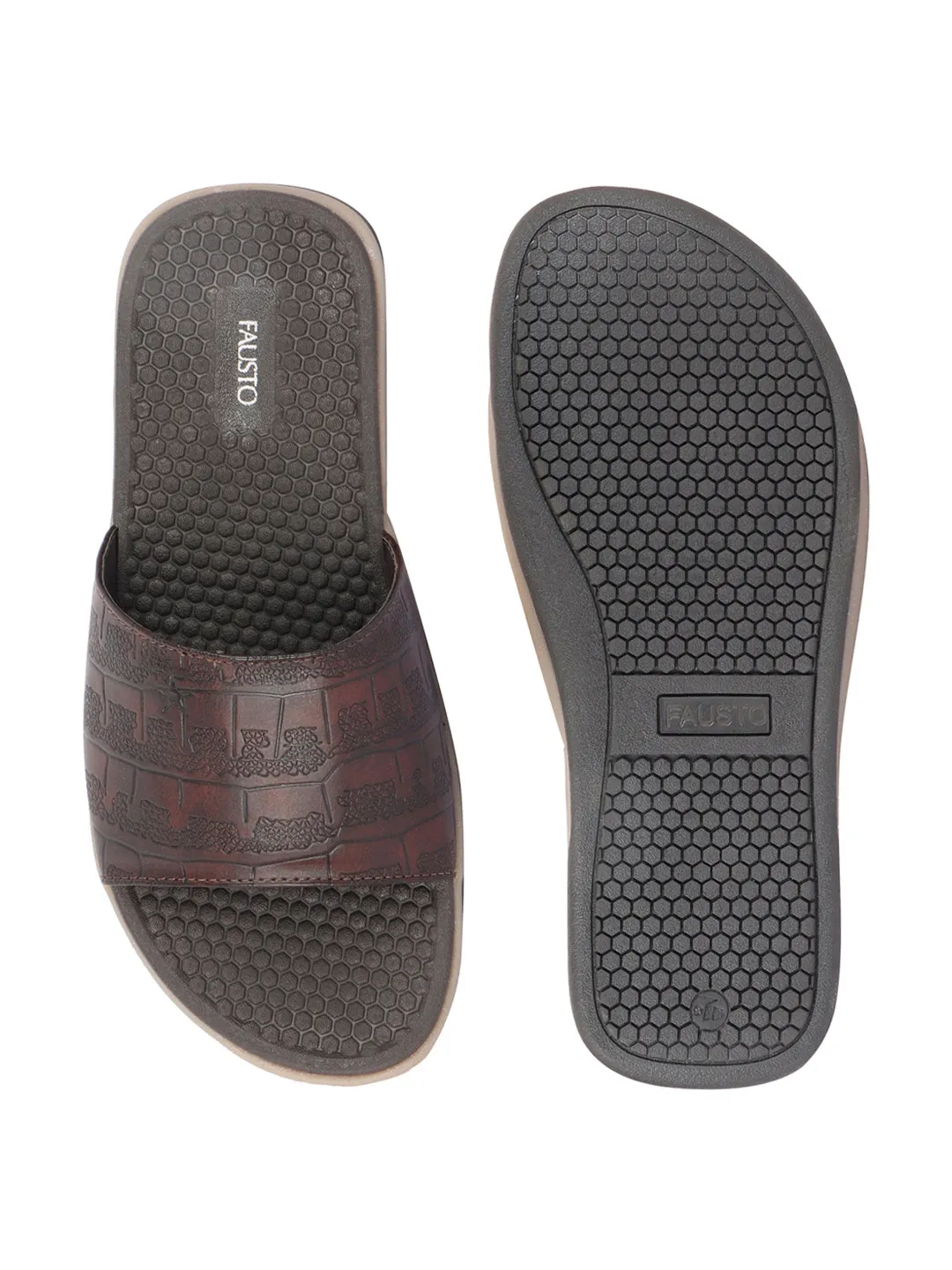 Men Brown Open Toe Ultra Light Flexible Slip-On Slippers Flip-Flops