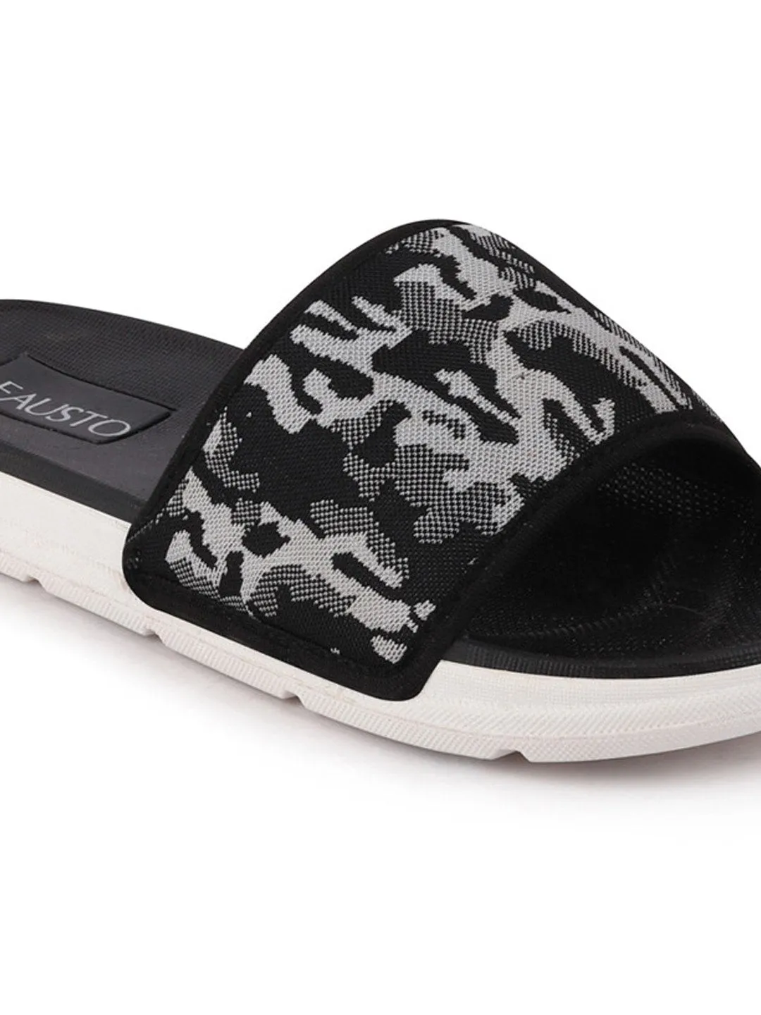 Men Grey Casual Slip-On Printed Slider Flip-Flops