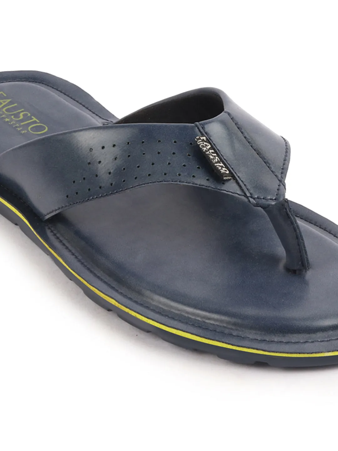 Men Navy Blue Daily Indoor Outdoor Slip On Thong Slipper