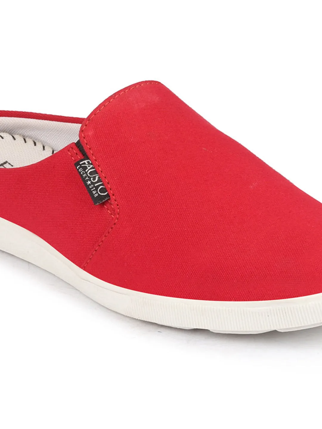 Men Red Casual Canvas Slip-On Shoes