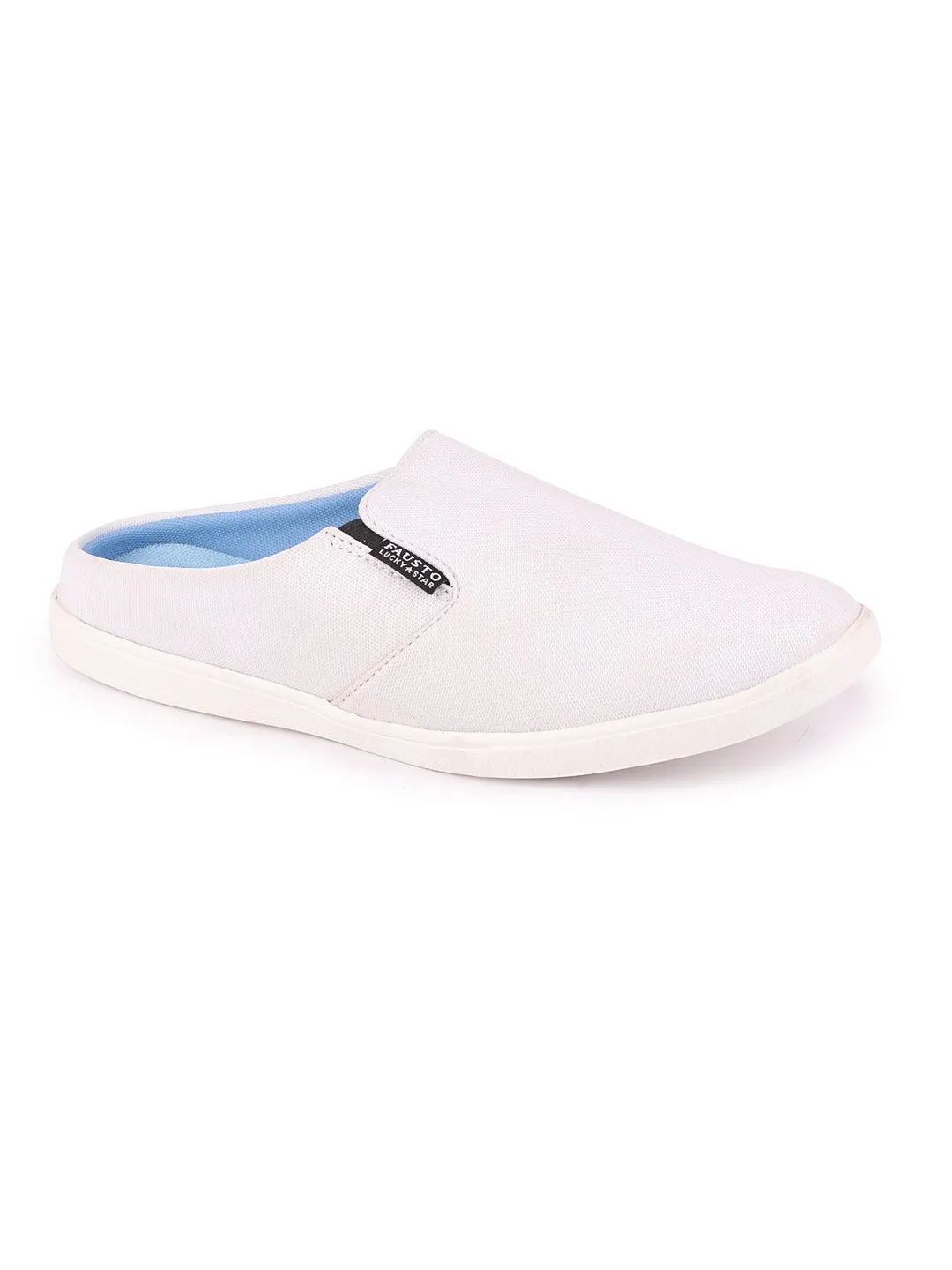 Men White Casual Canvas Slip-On Shoes