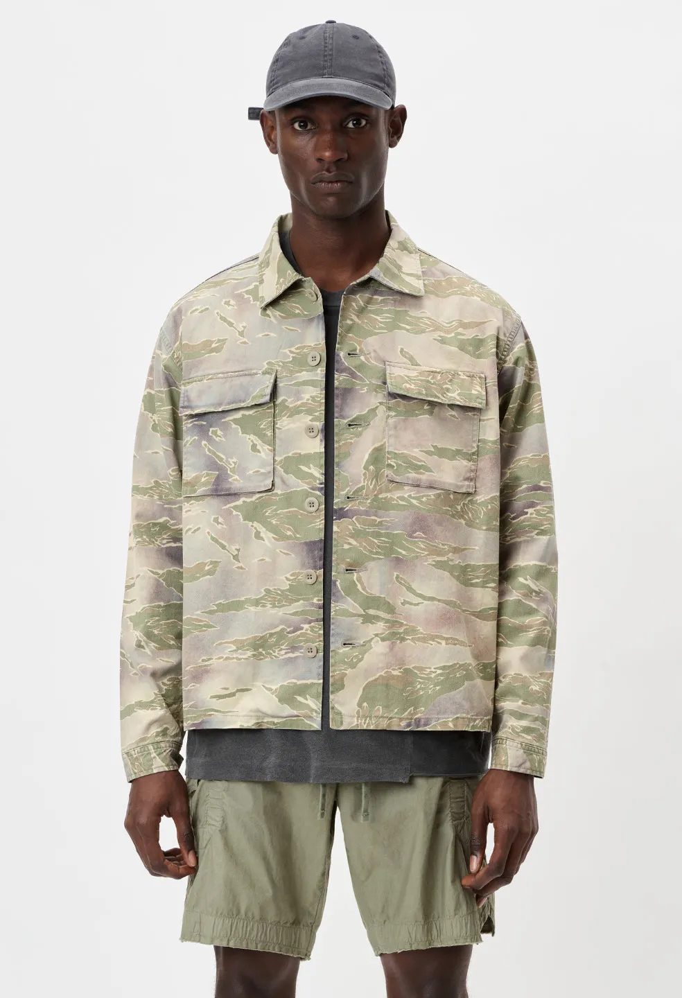 Military Shirt / Washed Tiger Camo