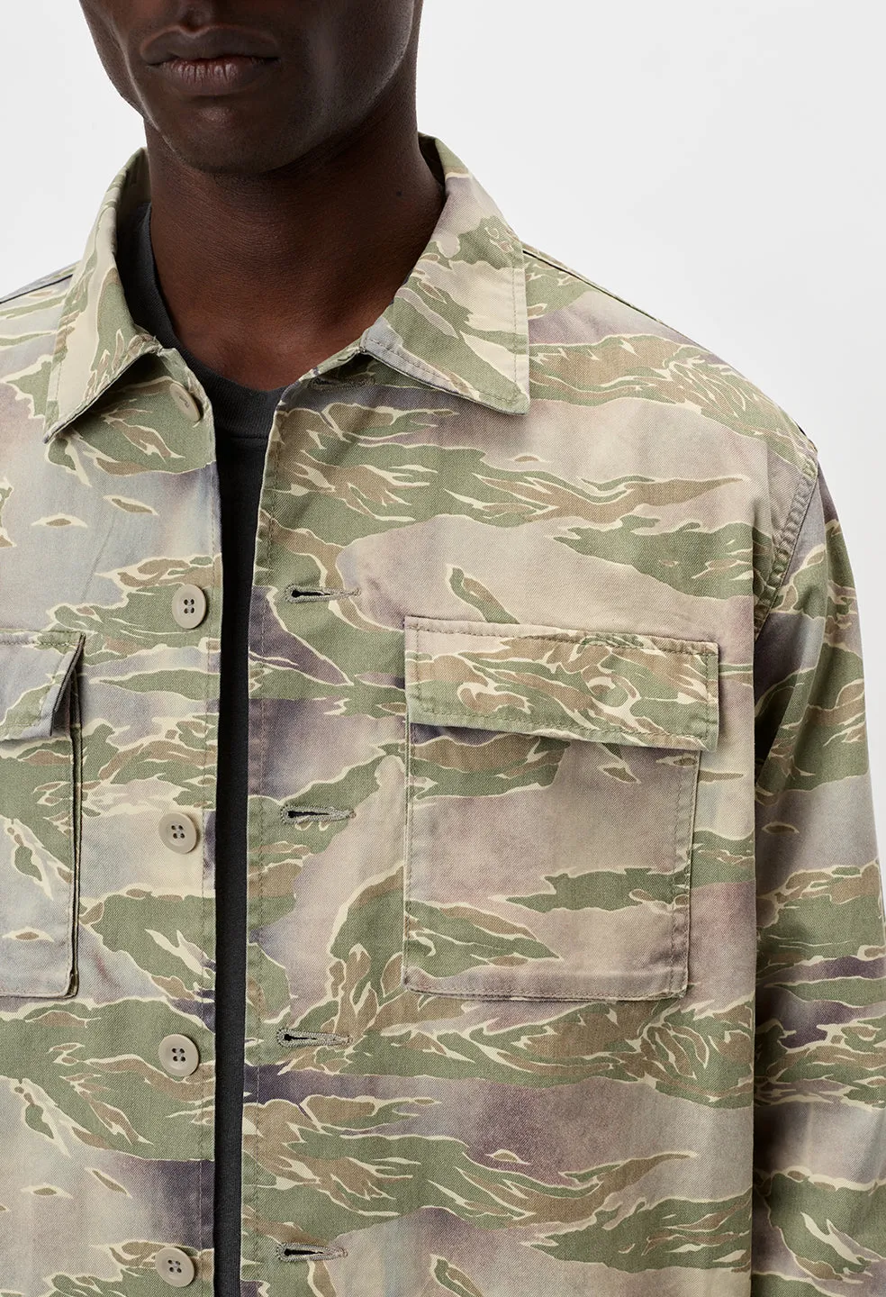 Military Shirt / Washed Tiger Camo