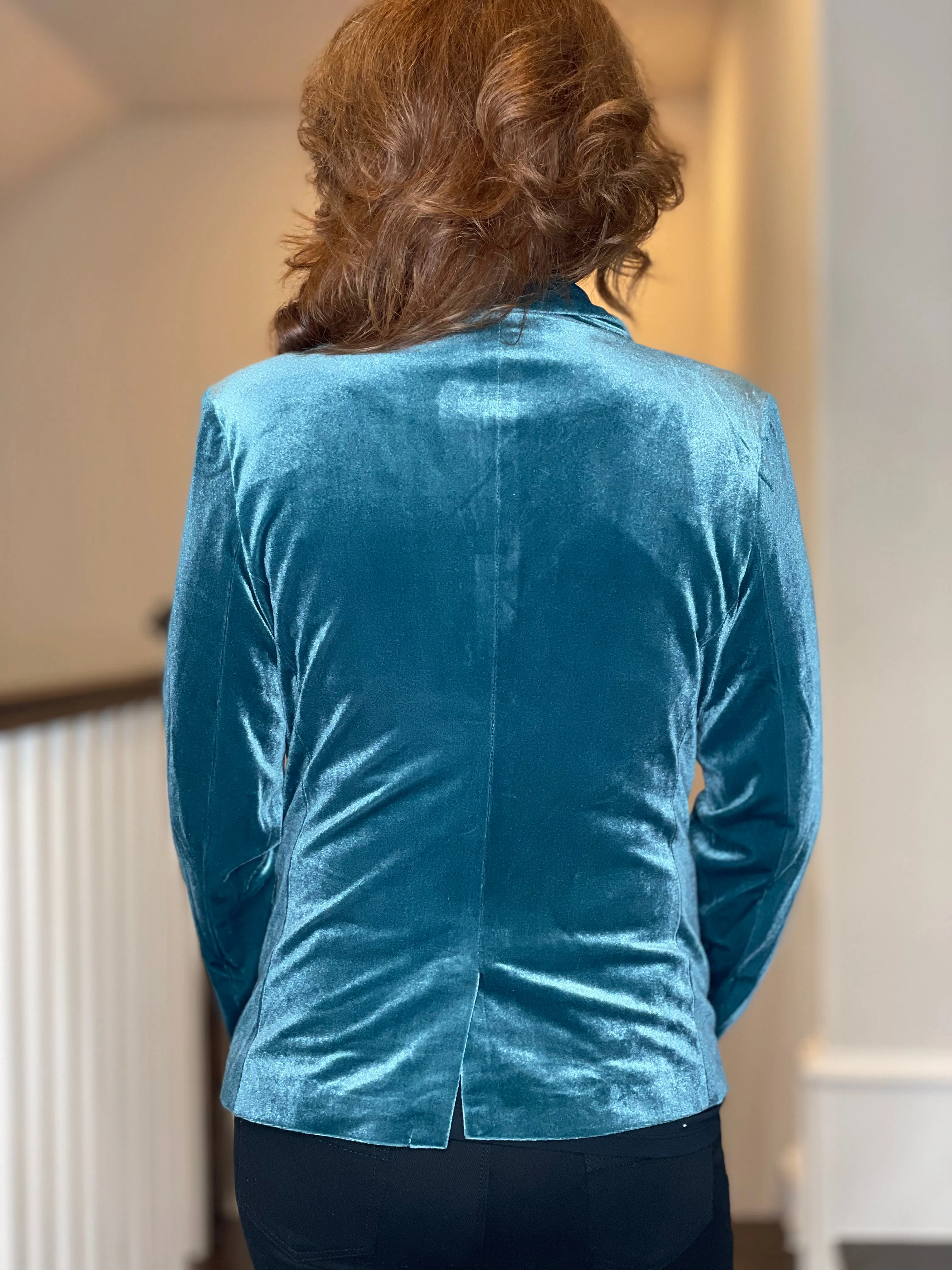 Molly Bracken Velvet Blazer in Duck Blue