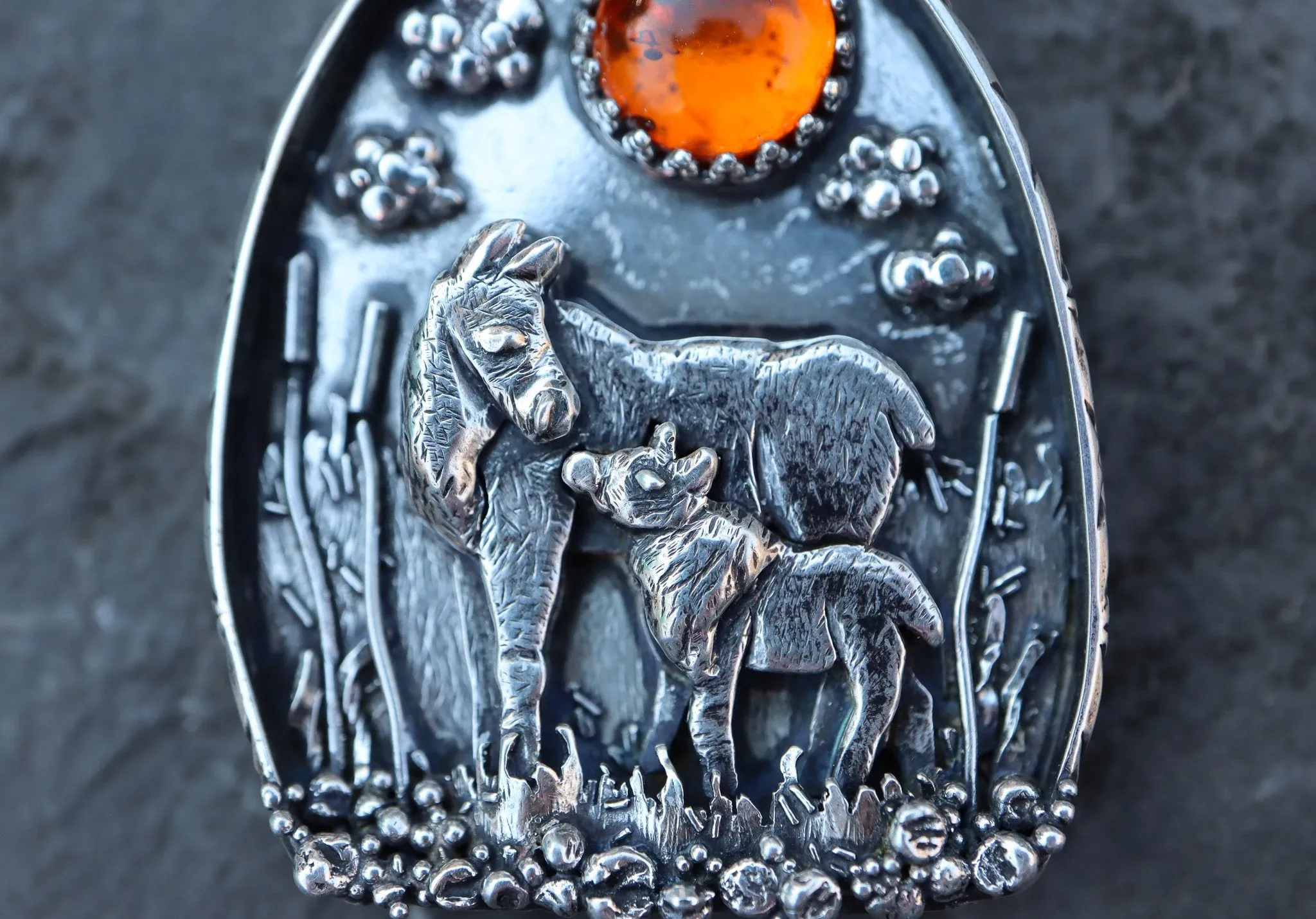 Mother and Child Moose Pendant