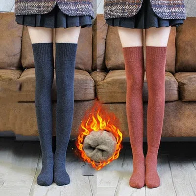 New in Autumn Winter Thickened Terry Long Tube Knee Socks for Women Cold Weather