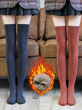 New in Autumn Winter Thickened Terry Long Tube Knee Socks for Women Cold Weather