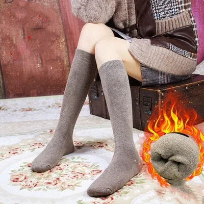 New in Autumn Winter Thickened Terry Long Tube Knee Socks for Women Cold Weather