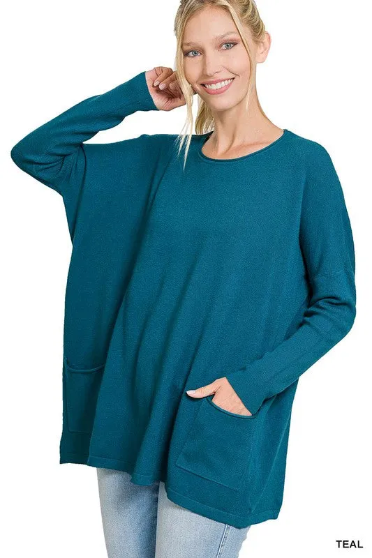 OVERSIZED FRONT POCKET SWEATER